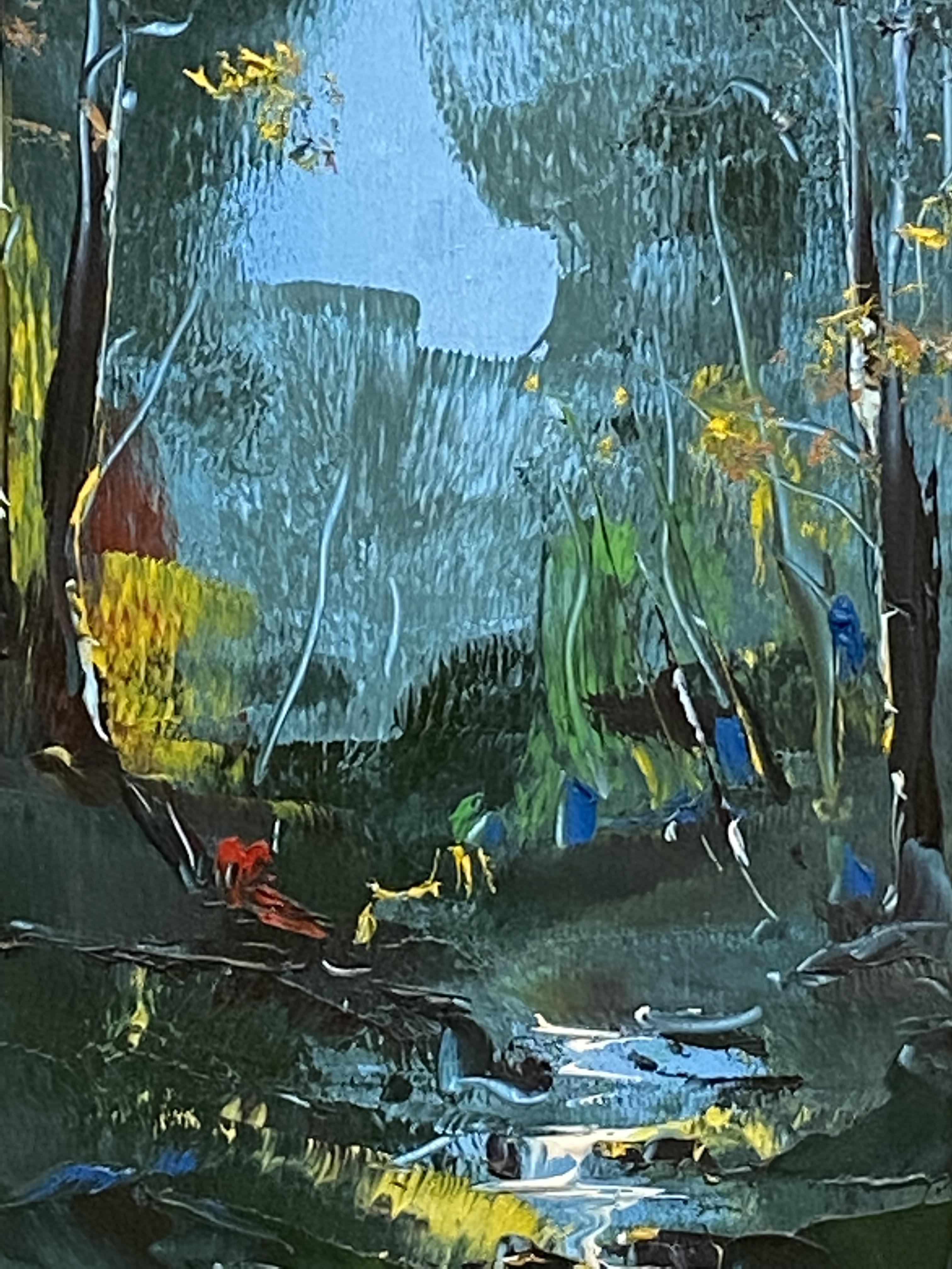 D. Deakins, framed oil on board of a waterfall - Image 2 of 4