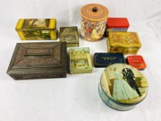 Ten Huntley & Palmers biscuit tins.