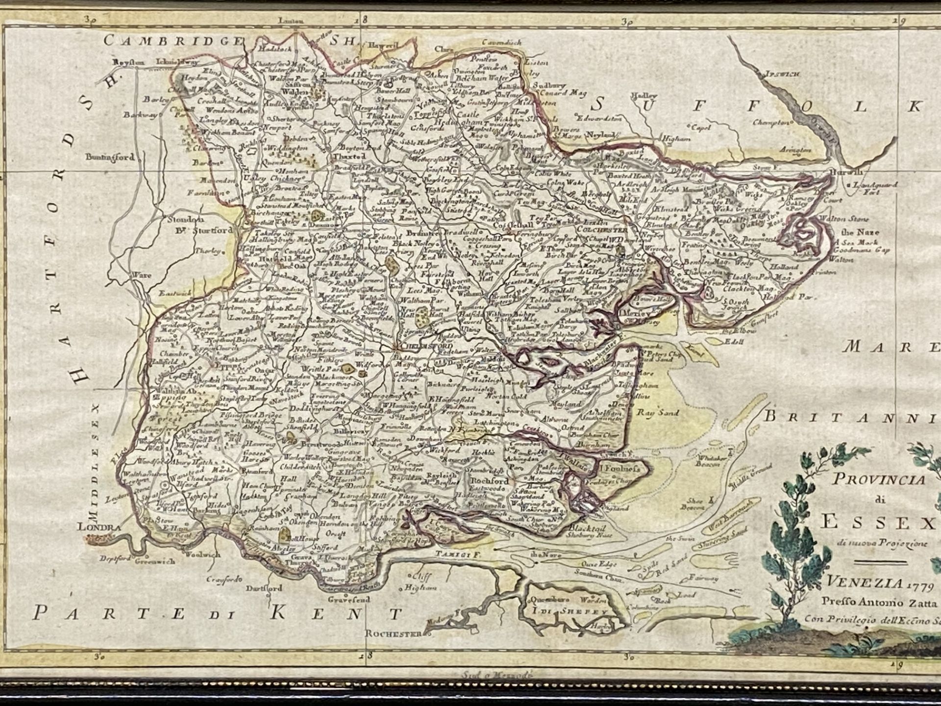 Italian map of Essex, dated 1779