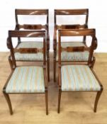 Two mahogany Biedermeier style dining chairs with matching carvers