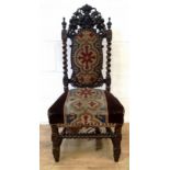 Carved oak hall chair