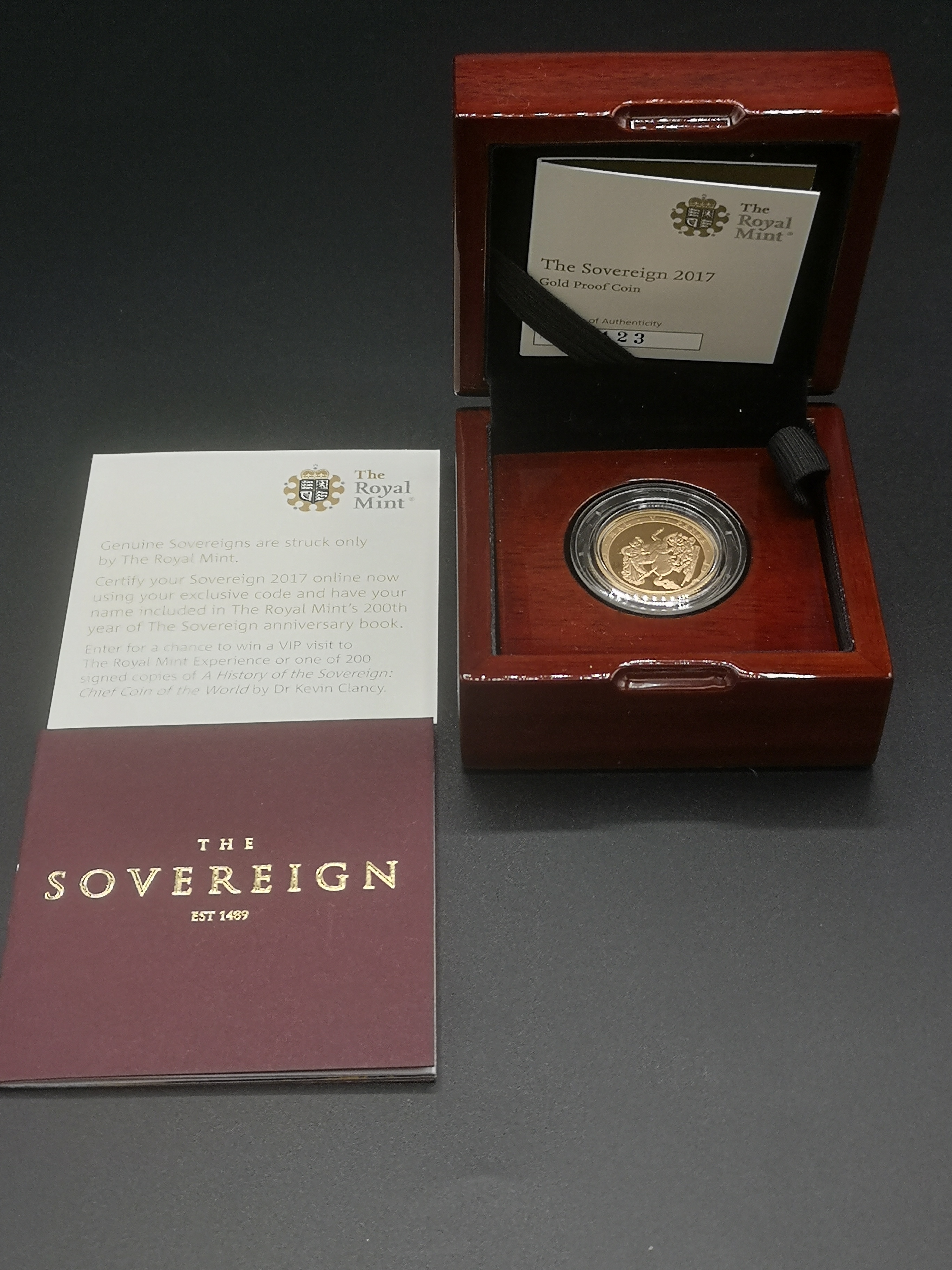 2017 22ct gold proof St. George, Garter and Dragon sovereign