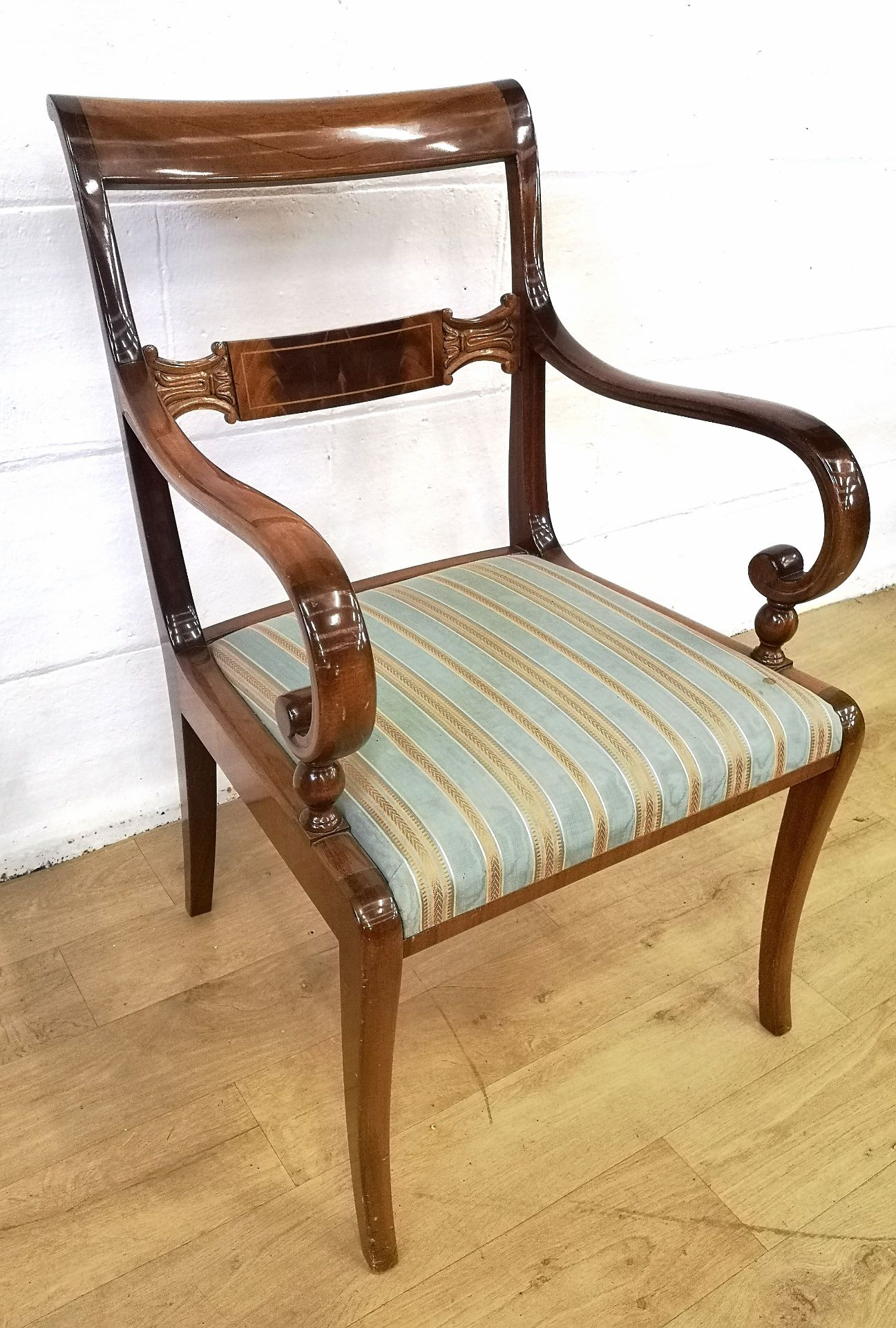 Two mahogany Biedermeier style dining chairs with matching carvers - Image 5 of 5