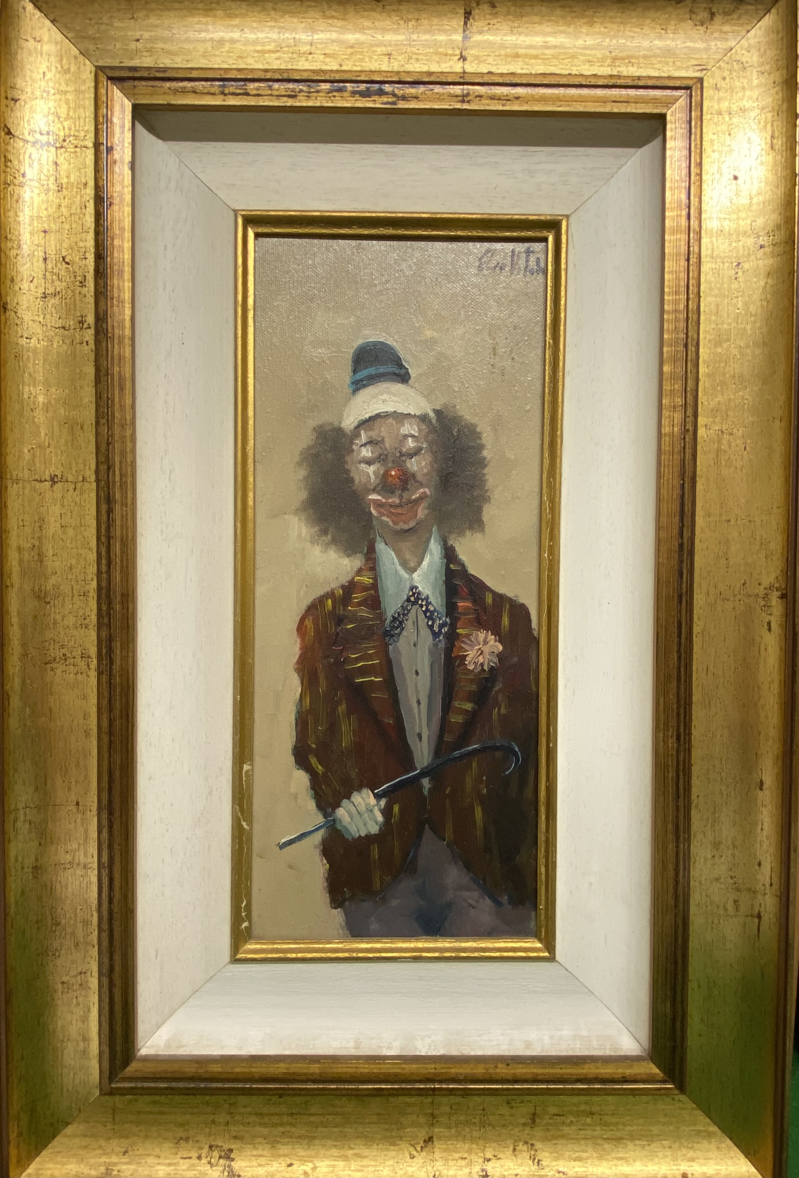 Elio Vitali, oil on canvas of a clown