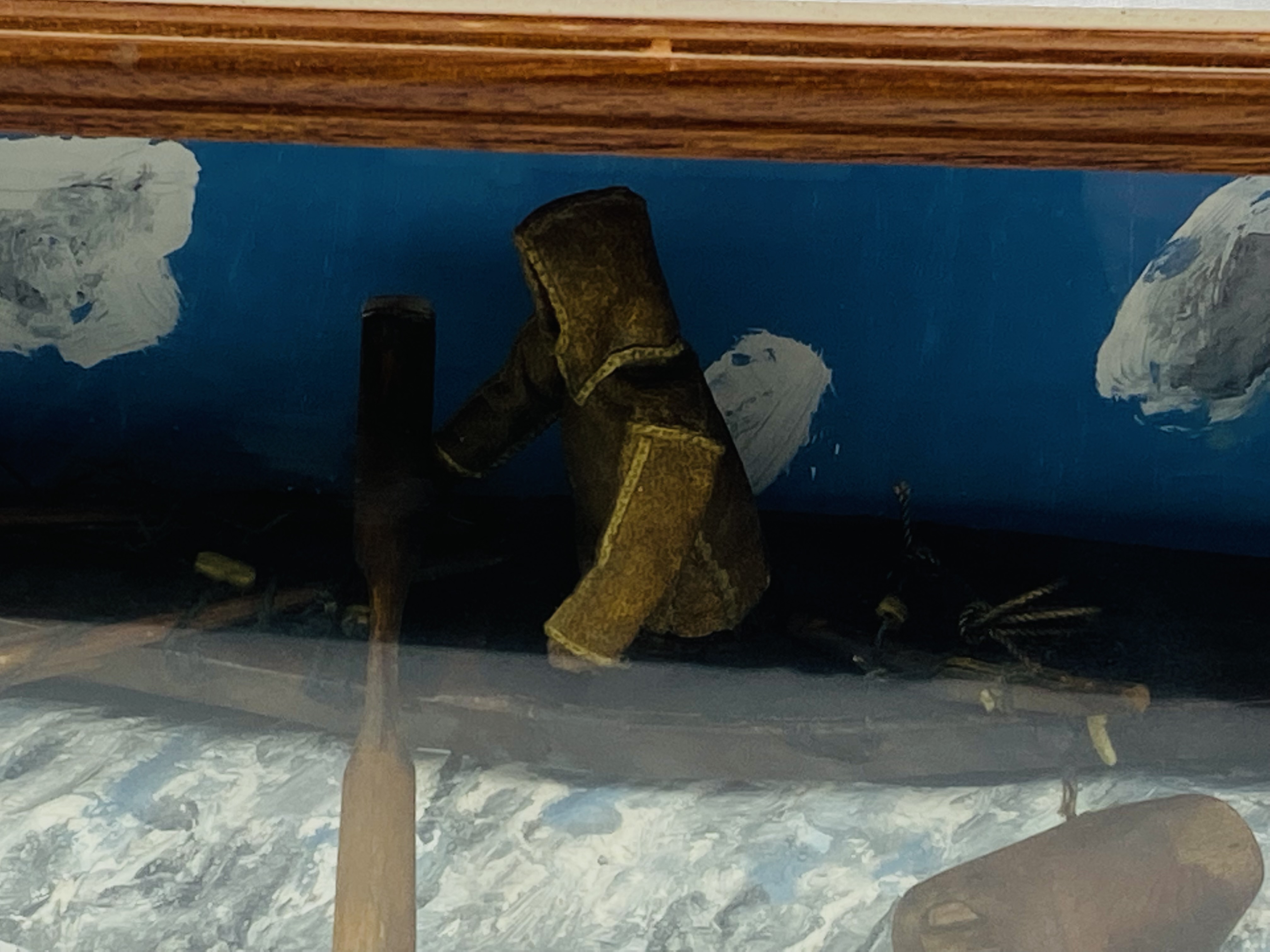 Glass fronted case containing a model Inuit kayak - Image 3 of 5