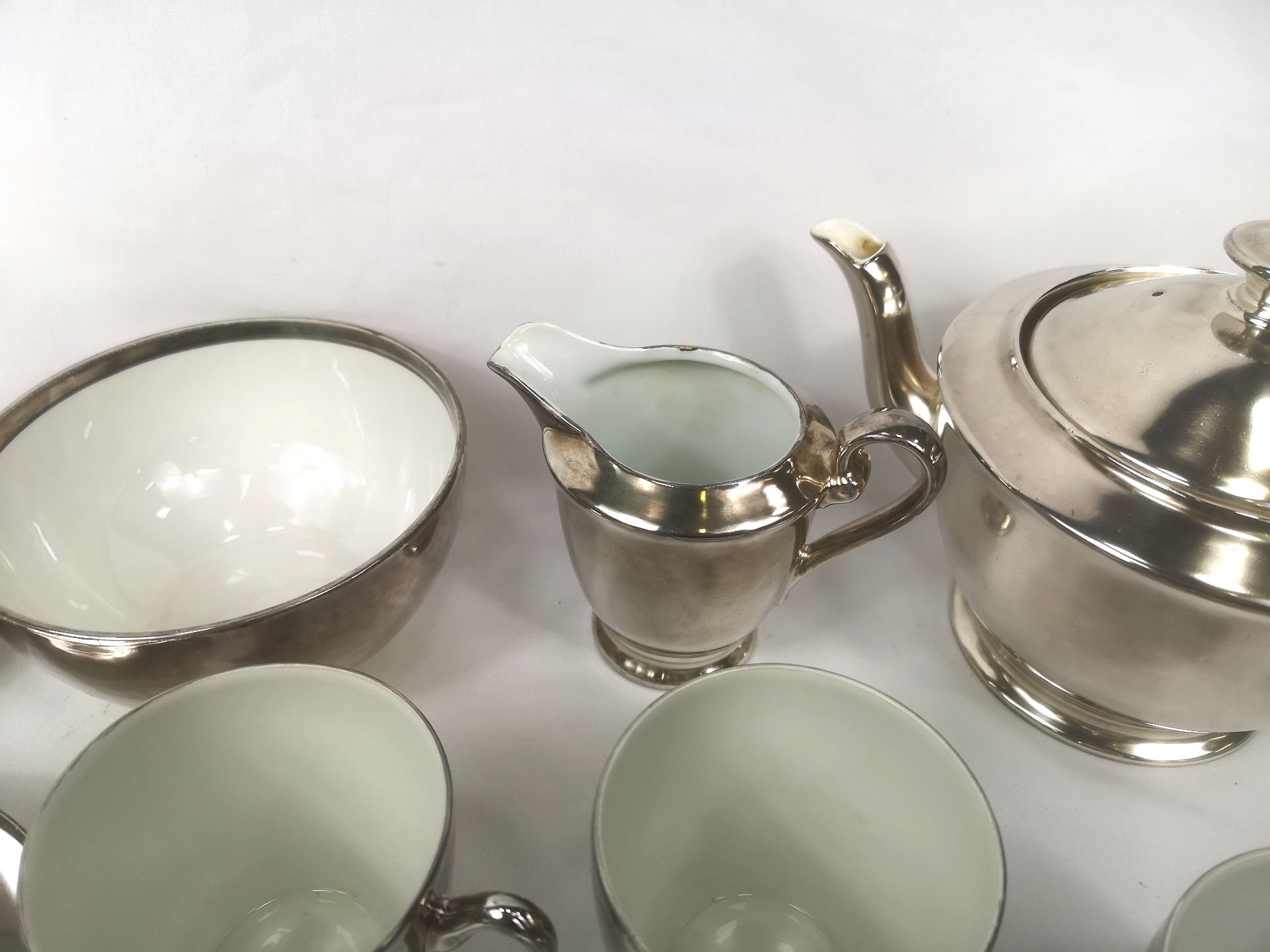 Silver on porcelain part tea set - Image 8 of 9