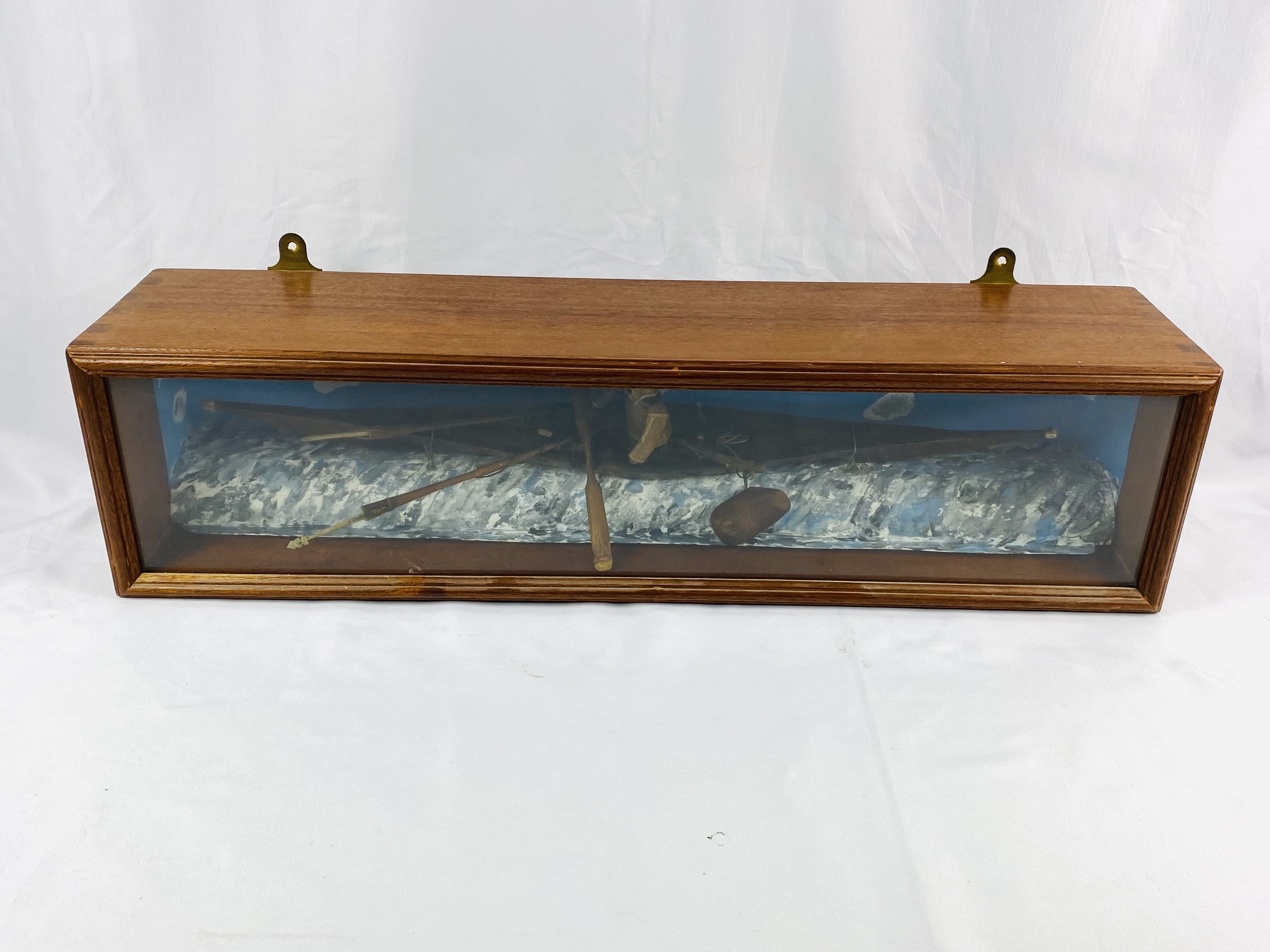 Glass fronted case containing a model Inuit kayak - Image 5 of 5