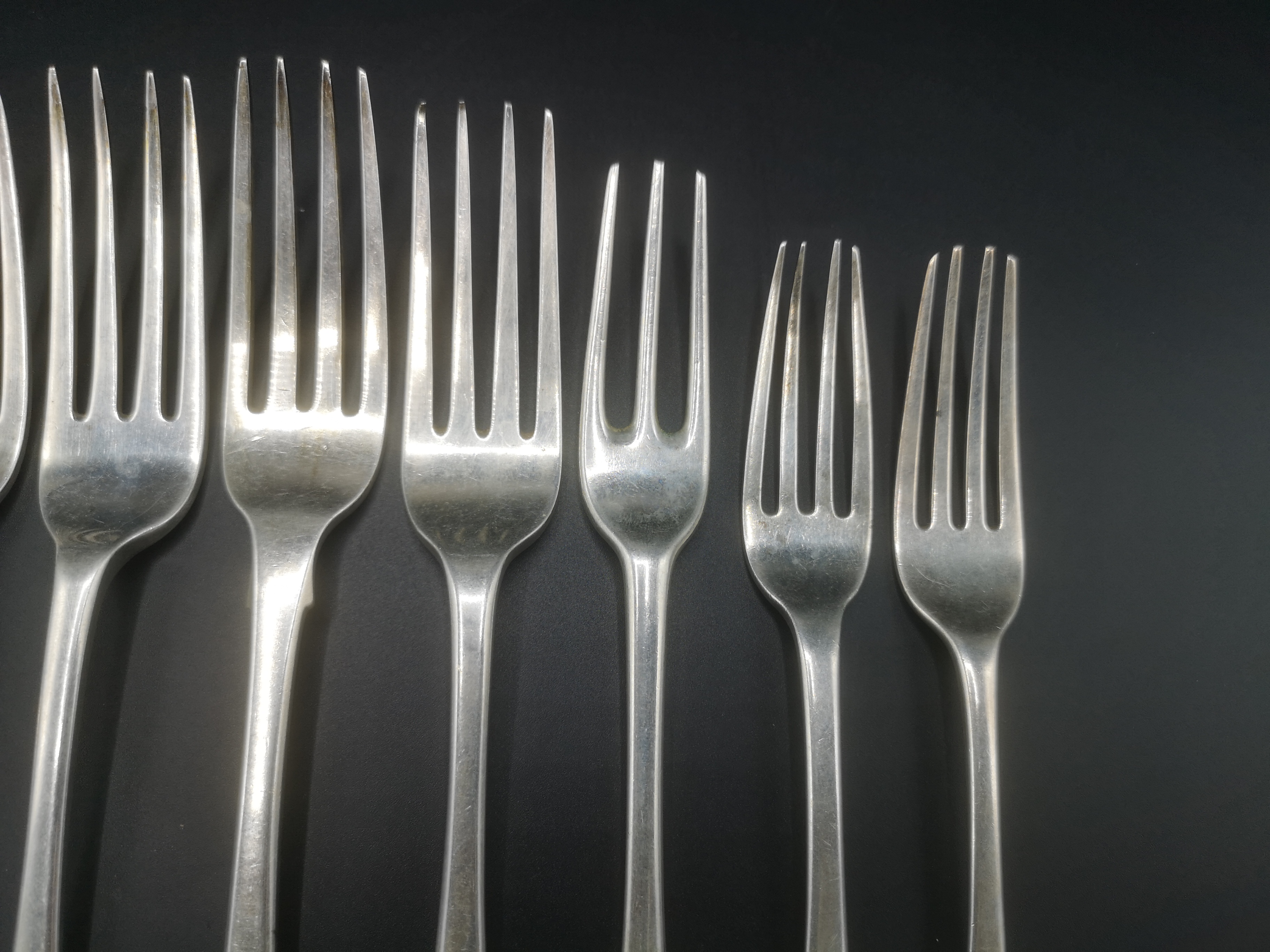 Five Georgian silver forks with five other silver forks - Image 5 of 7