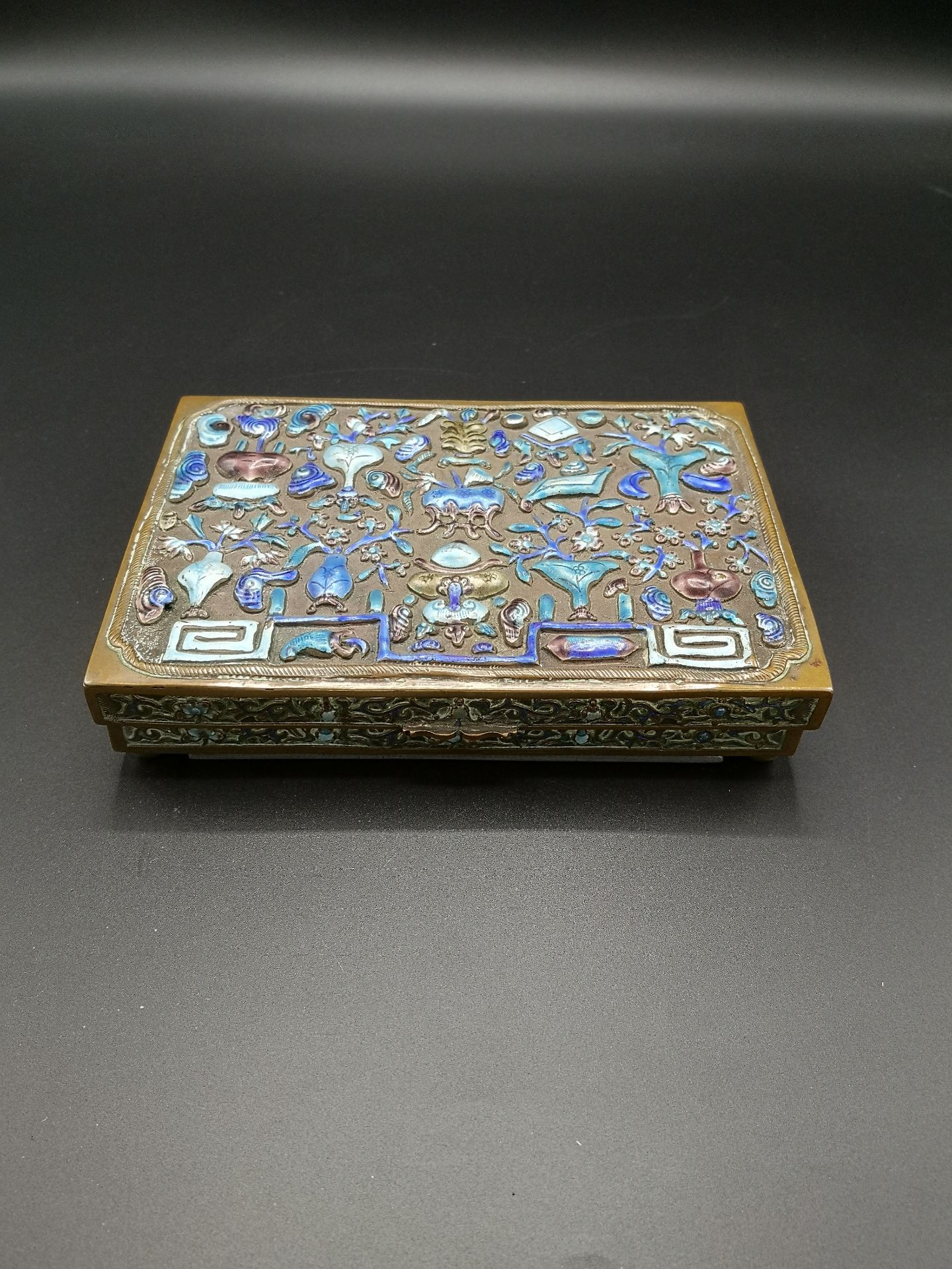 Brass and enamel box - Image 2 of 7
