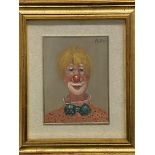 Elio Vitali, framed and glazed oil on board of a clown