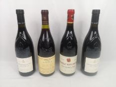 Four 75cl bottles of Châteauneuf du Pape wine