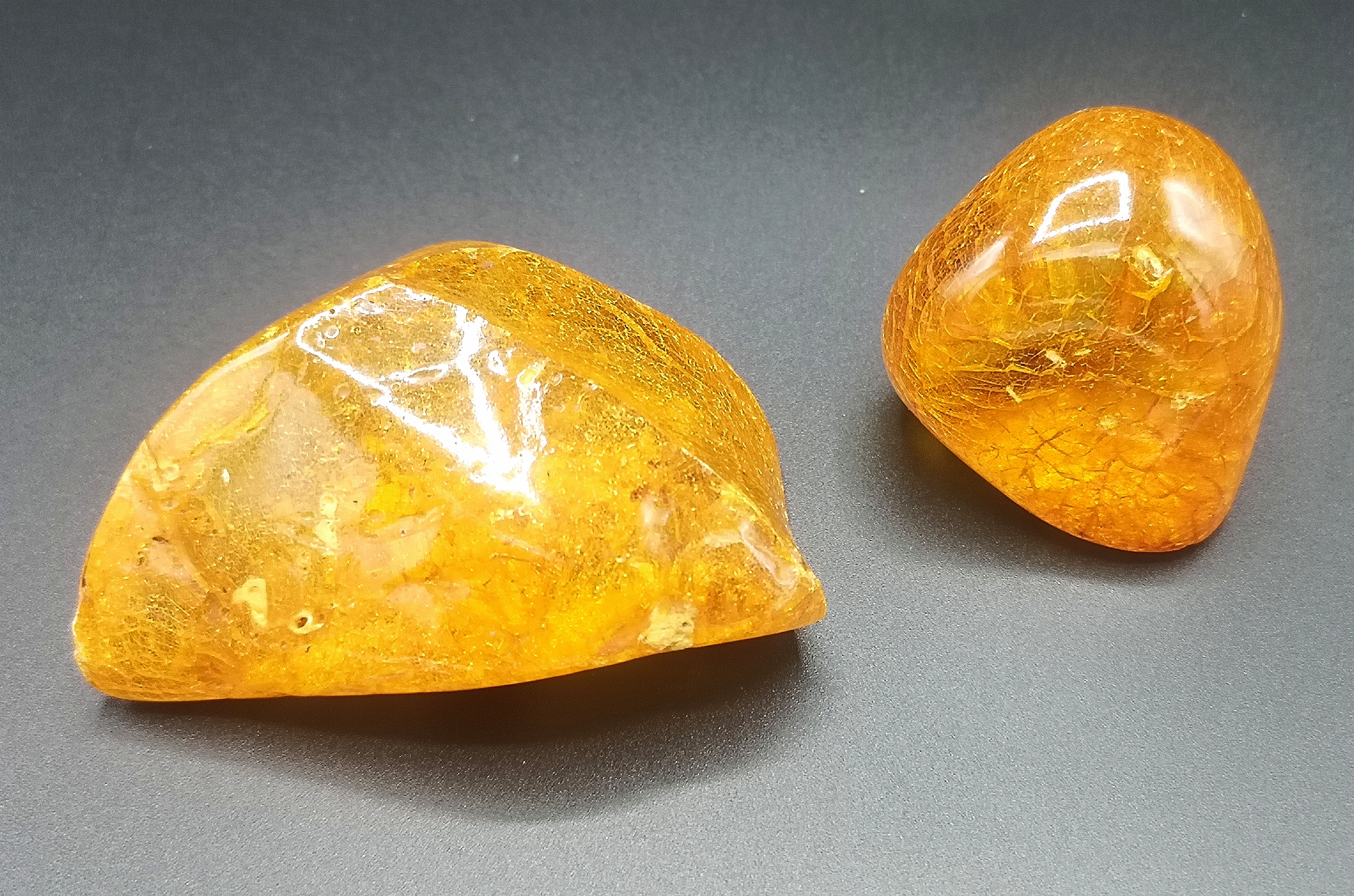 Two amber rocks