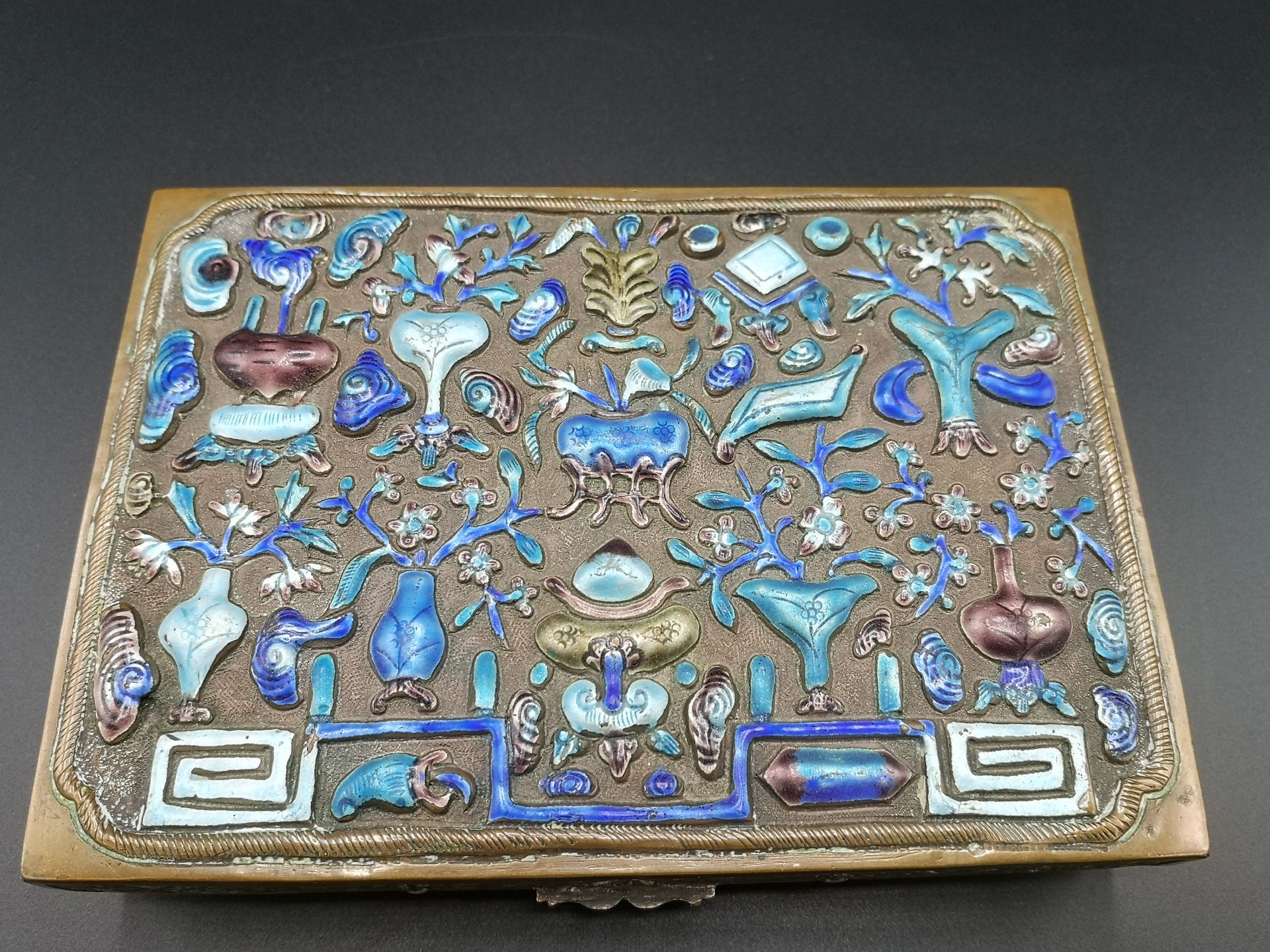 Brass and enamel box