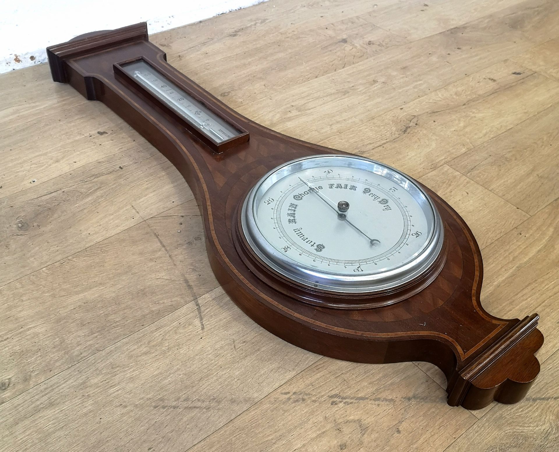 Mahogany wall mounted barometer - Image 3 of 5