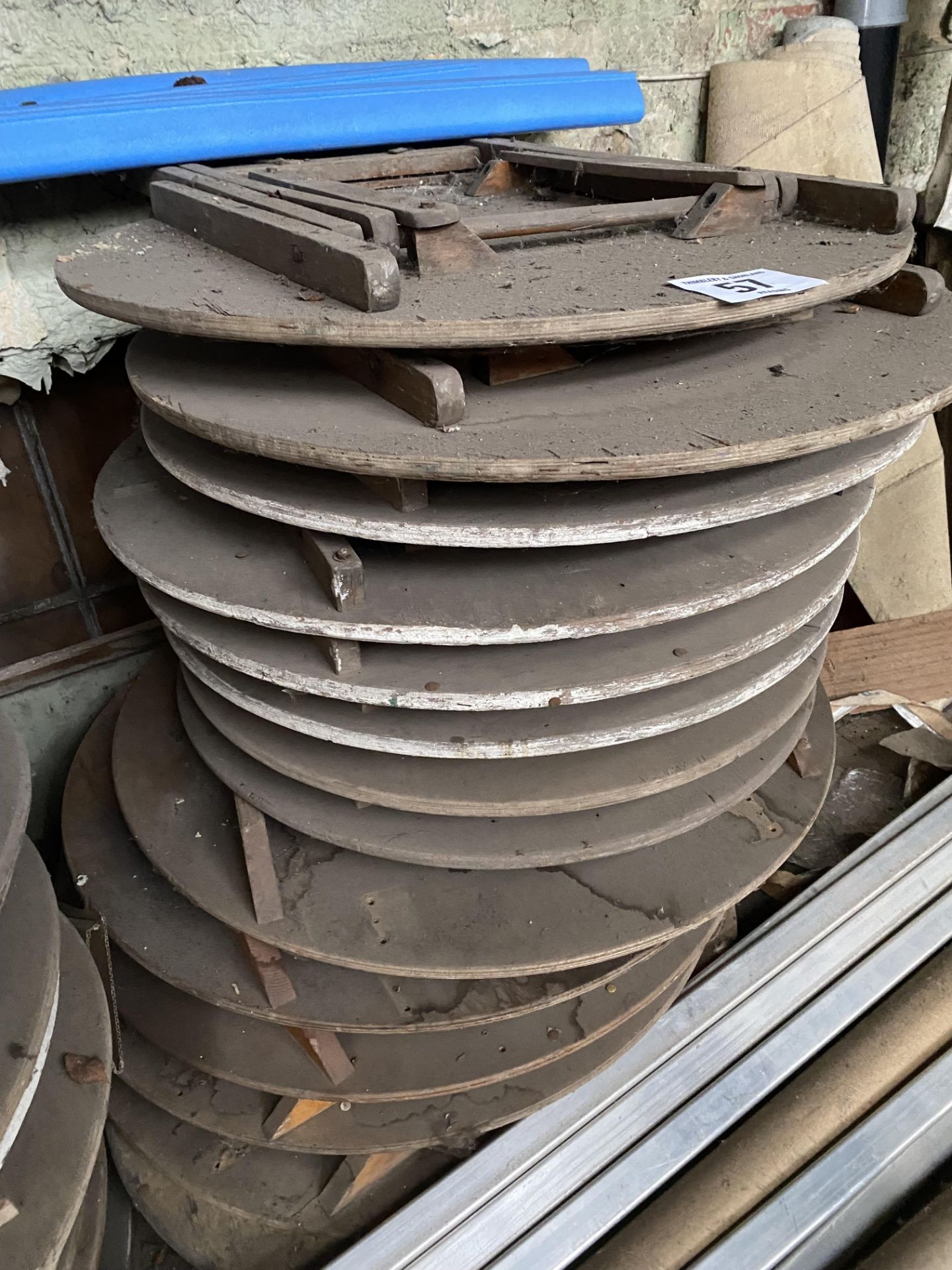 14 no 77cm diameter round folding tables. This lot is subject to VAT.