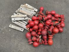 30 small wall pole ornaments and wooden slips. This lot is subject to VAT
