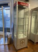 Display cabinet 60 x 45 x 2.2m with lights. This lot is subject to VAT.