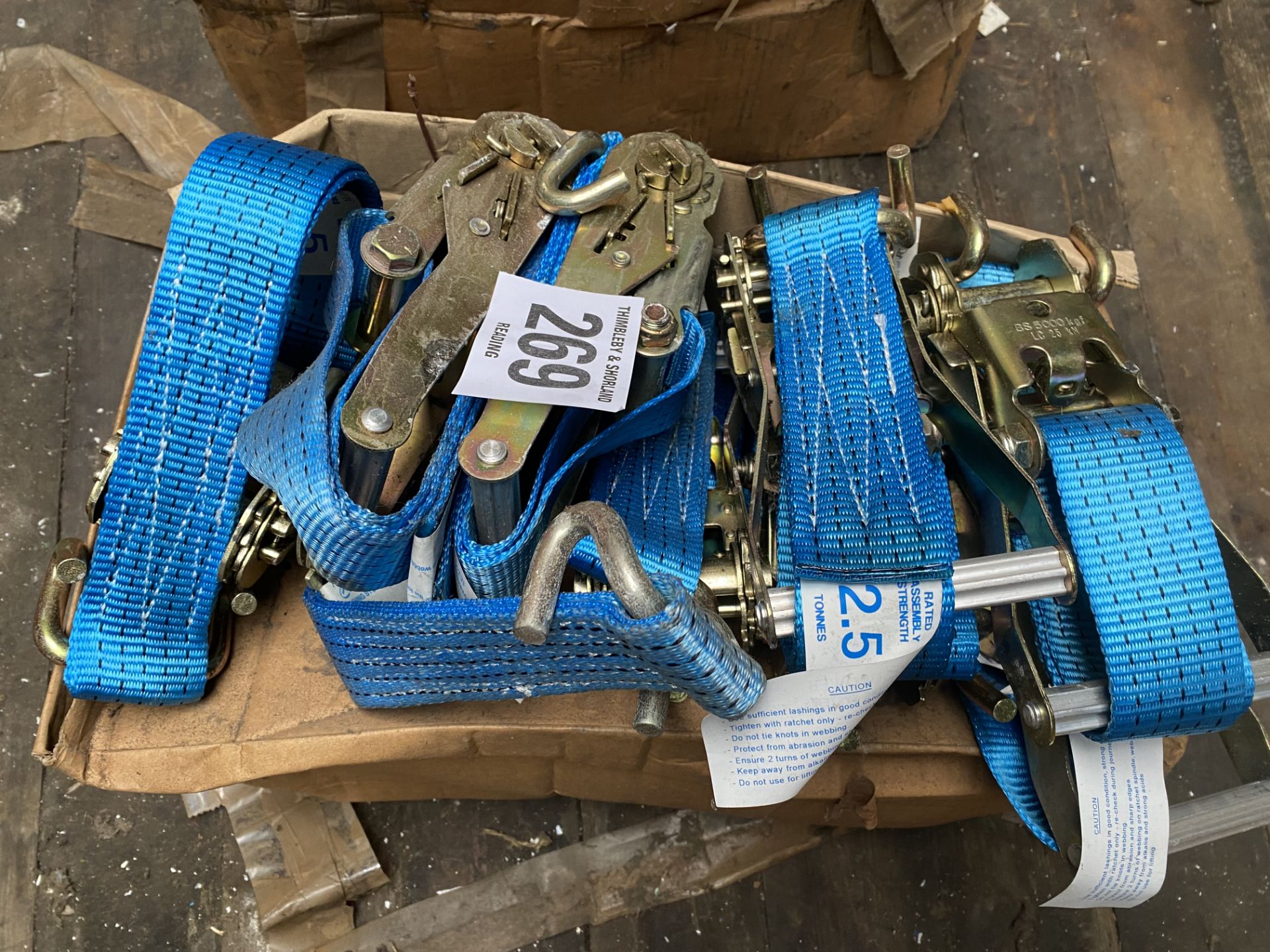 9 chassis hook ratchet straps and working length. This lot is subject to VAT.