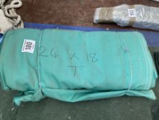 7.3m x 5.5m (24 x 18ft) green PVC tarpaulin, hemmed and eyeleted. This lot is subject to VAT.