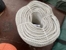 Staple Spun polyester rope 220m x 12mm, 20mm diameter. This lot is subject to VAT.