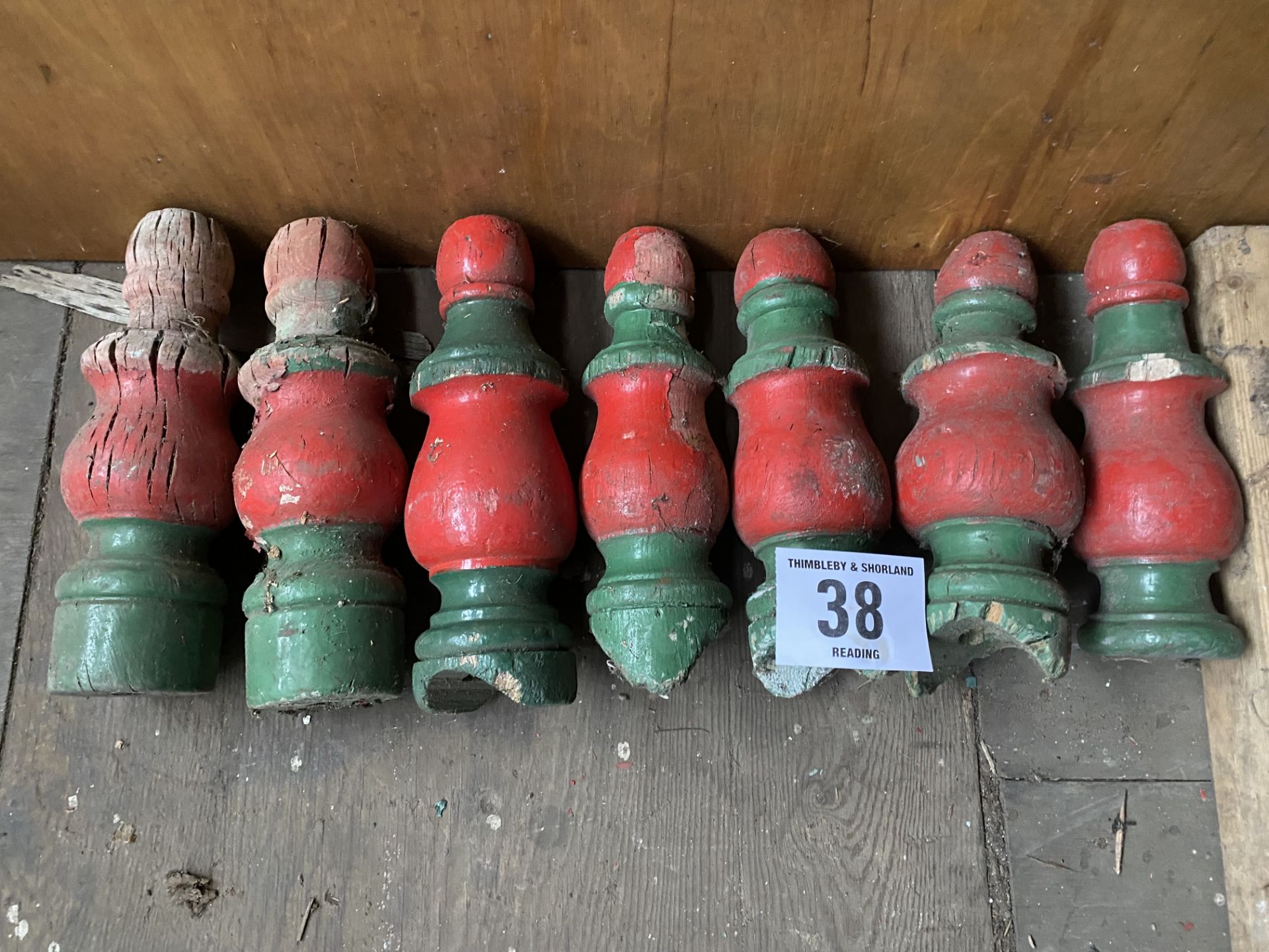 Large king pole ornaments x 7. This lot is subject to VAT