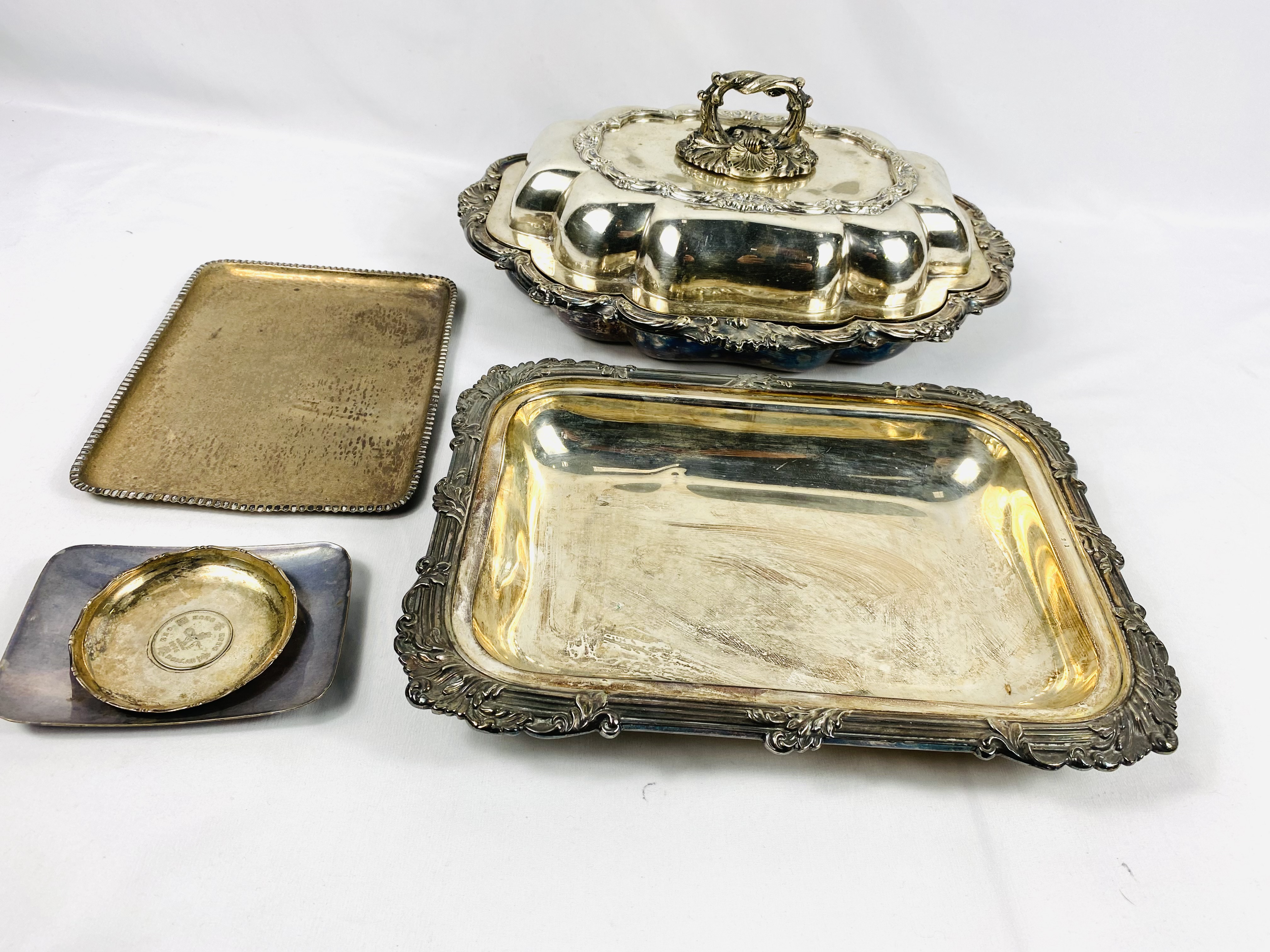 Two silver plate entree dishes and other items - Image 4 of 4