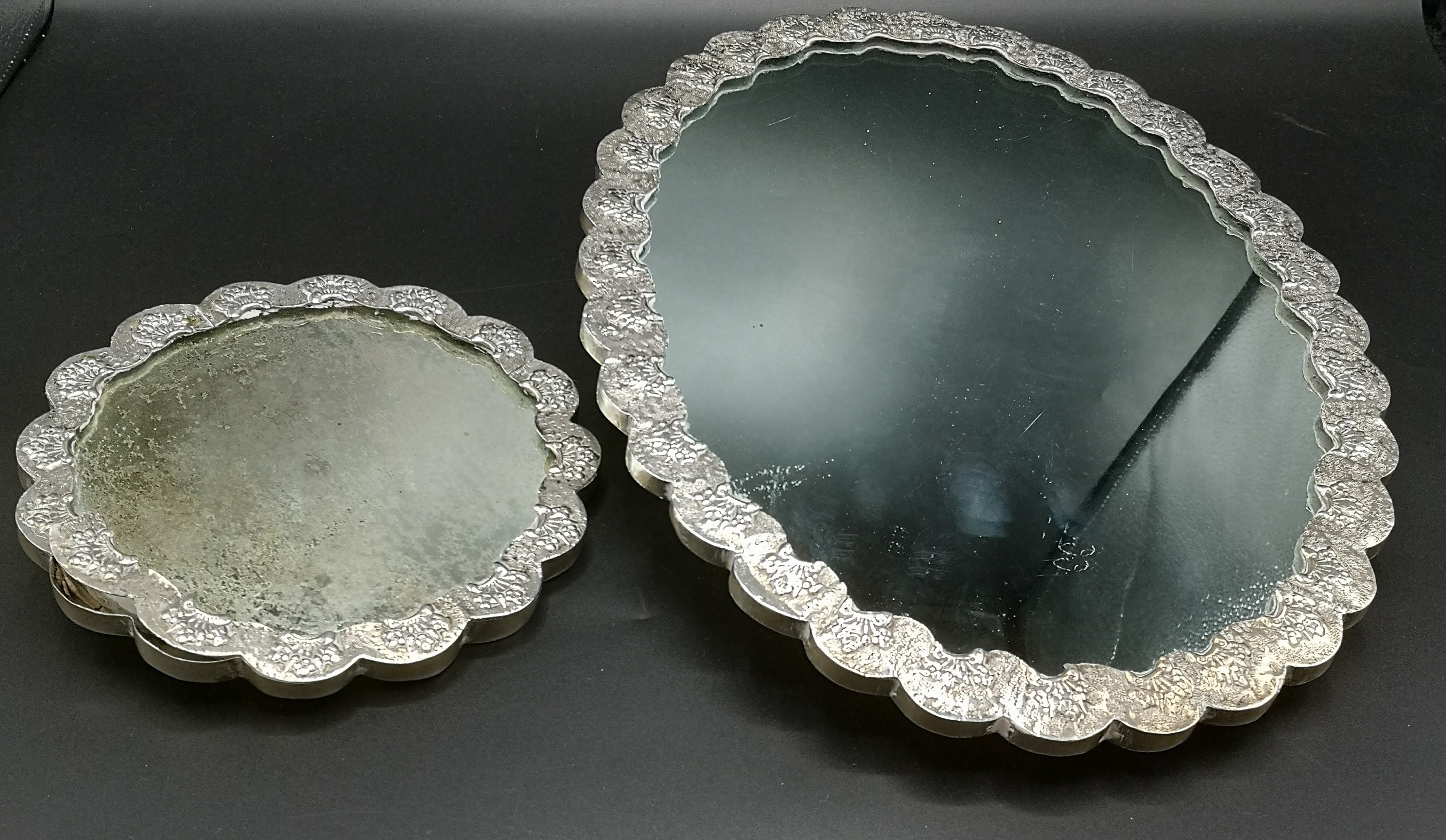 Two silver backed dressing table mirrors