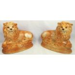 Pair of Victorian Staffordshire lions