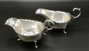 Pair of silver sauce boats