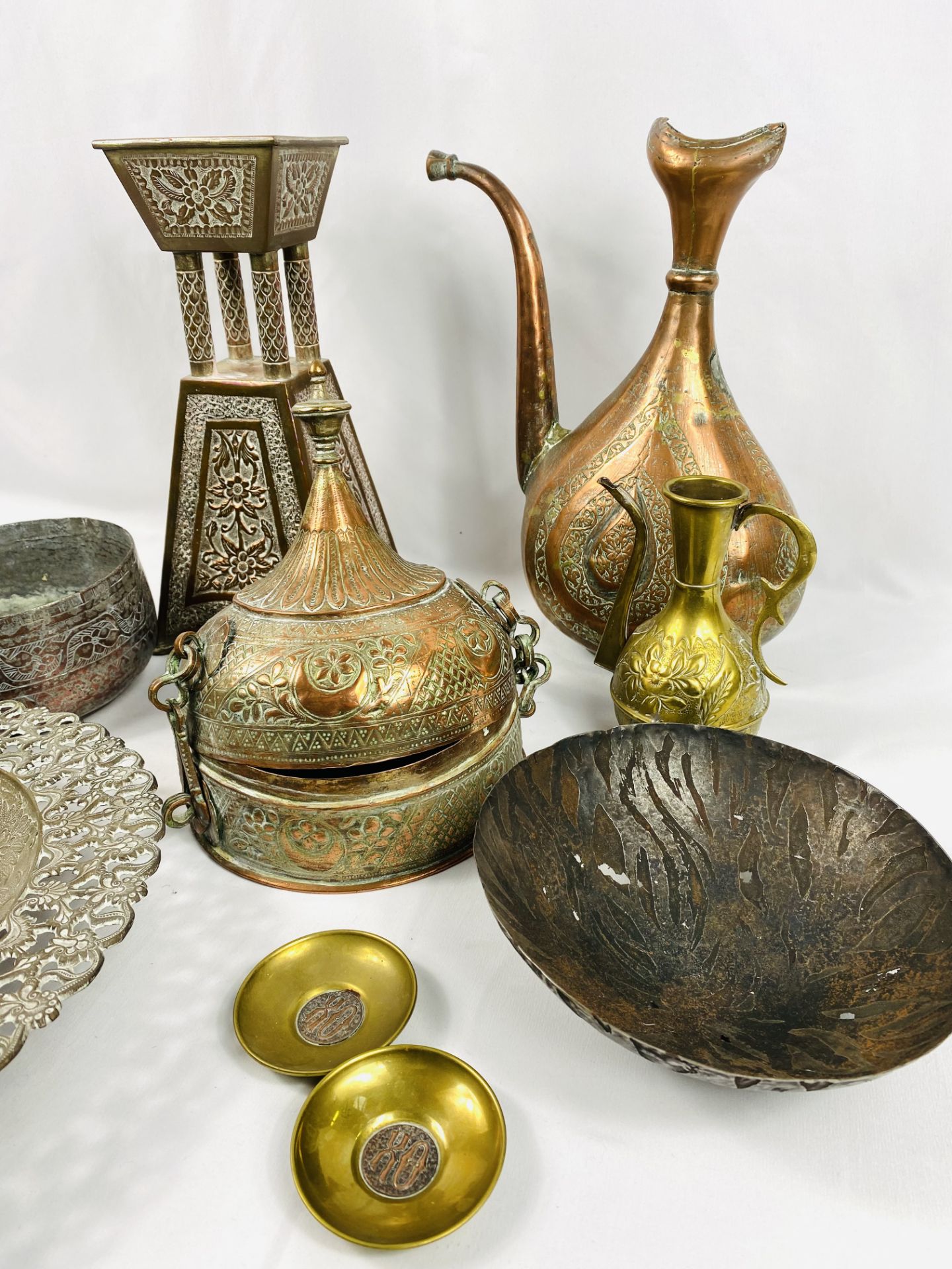 Quantity of Middle Eastern copper and brass - Image 2 of 3