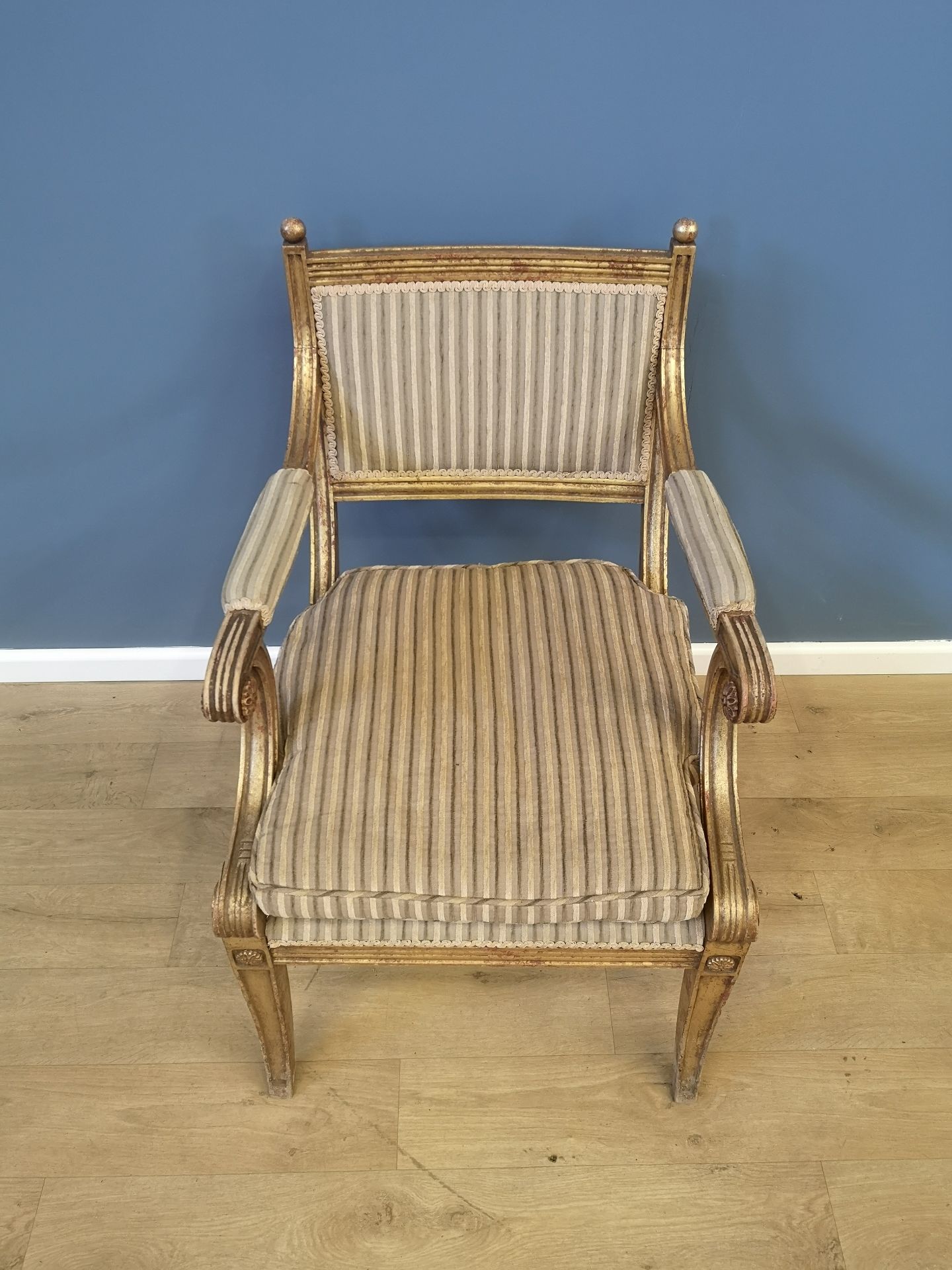 Four giltwood French empire style open armchairs - Image 3 of 6