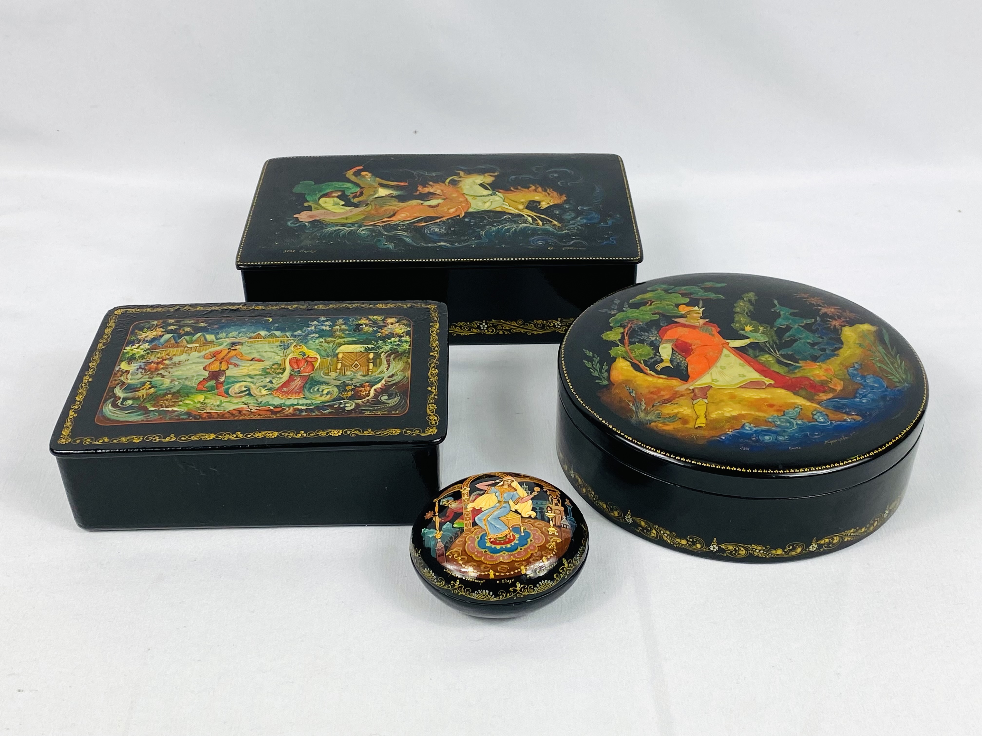 Four black lacquer boxes - Image 2 of 4