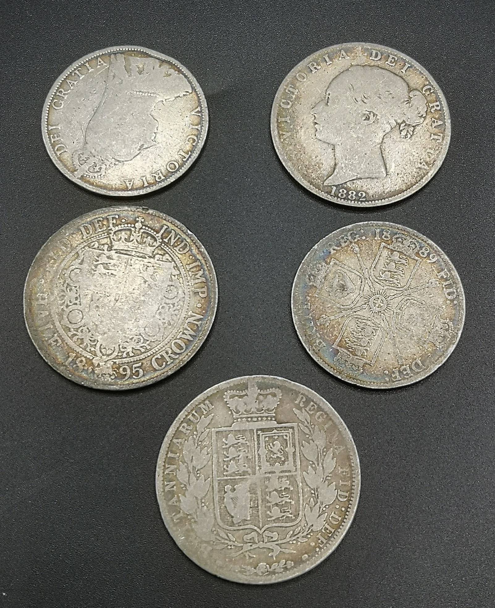 Three Queen Victoria half crowns and two florins - Image 2 of 13