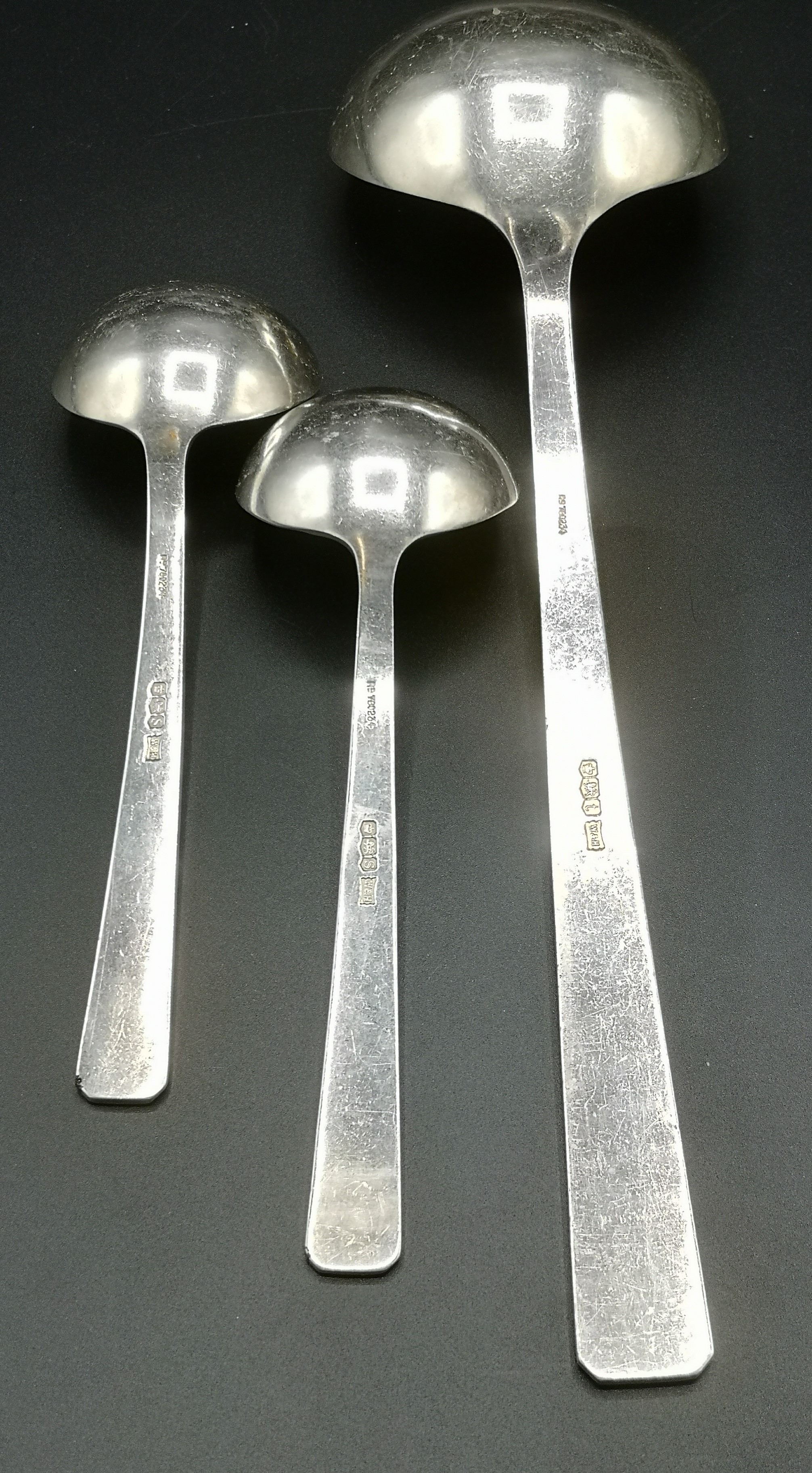 Silver ladle together with a matching pair of small ladles - Image 6 of 7