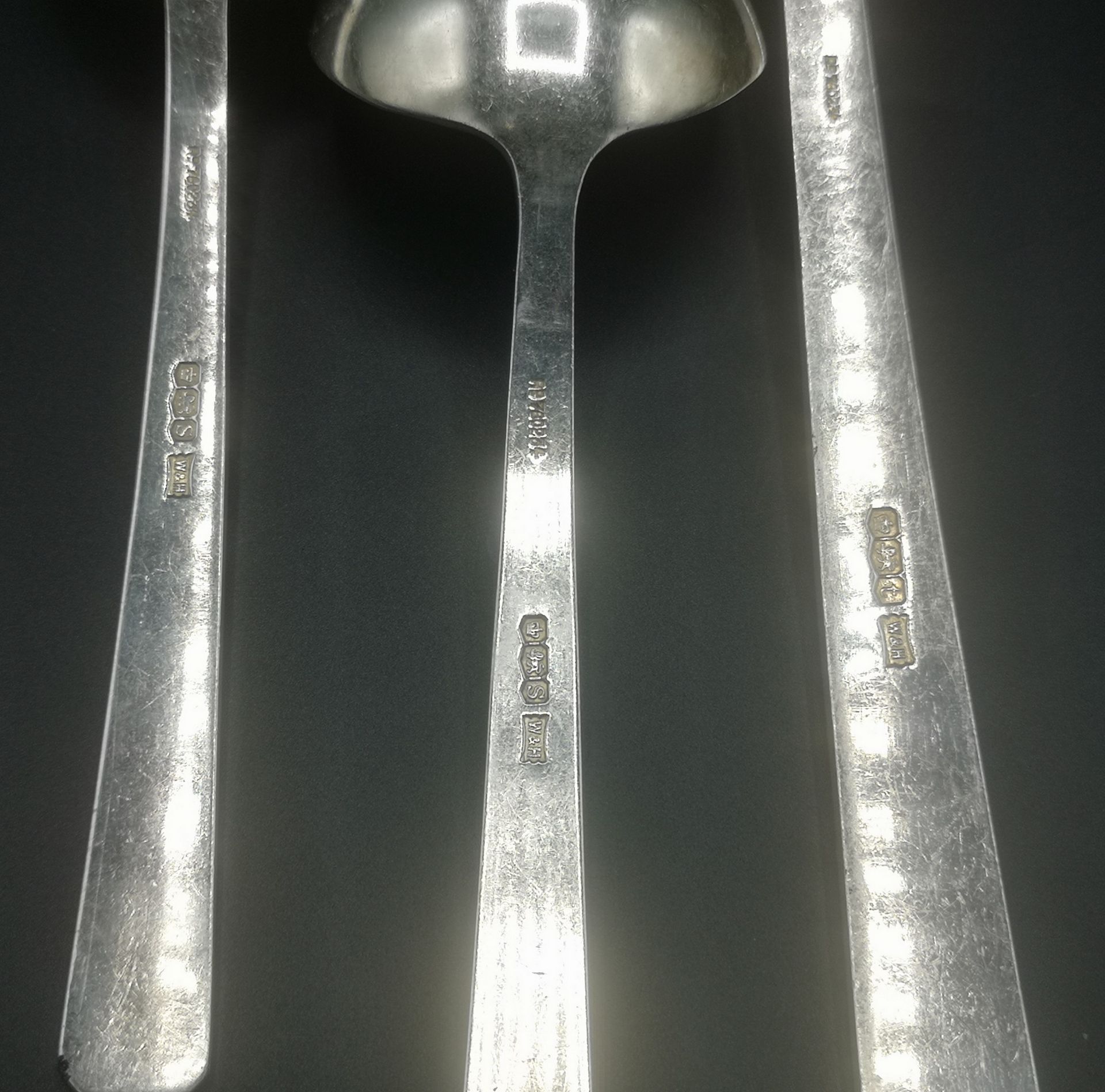 Silver ladle together with a matching pair of small ladles - Image 7 of 7