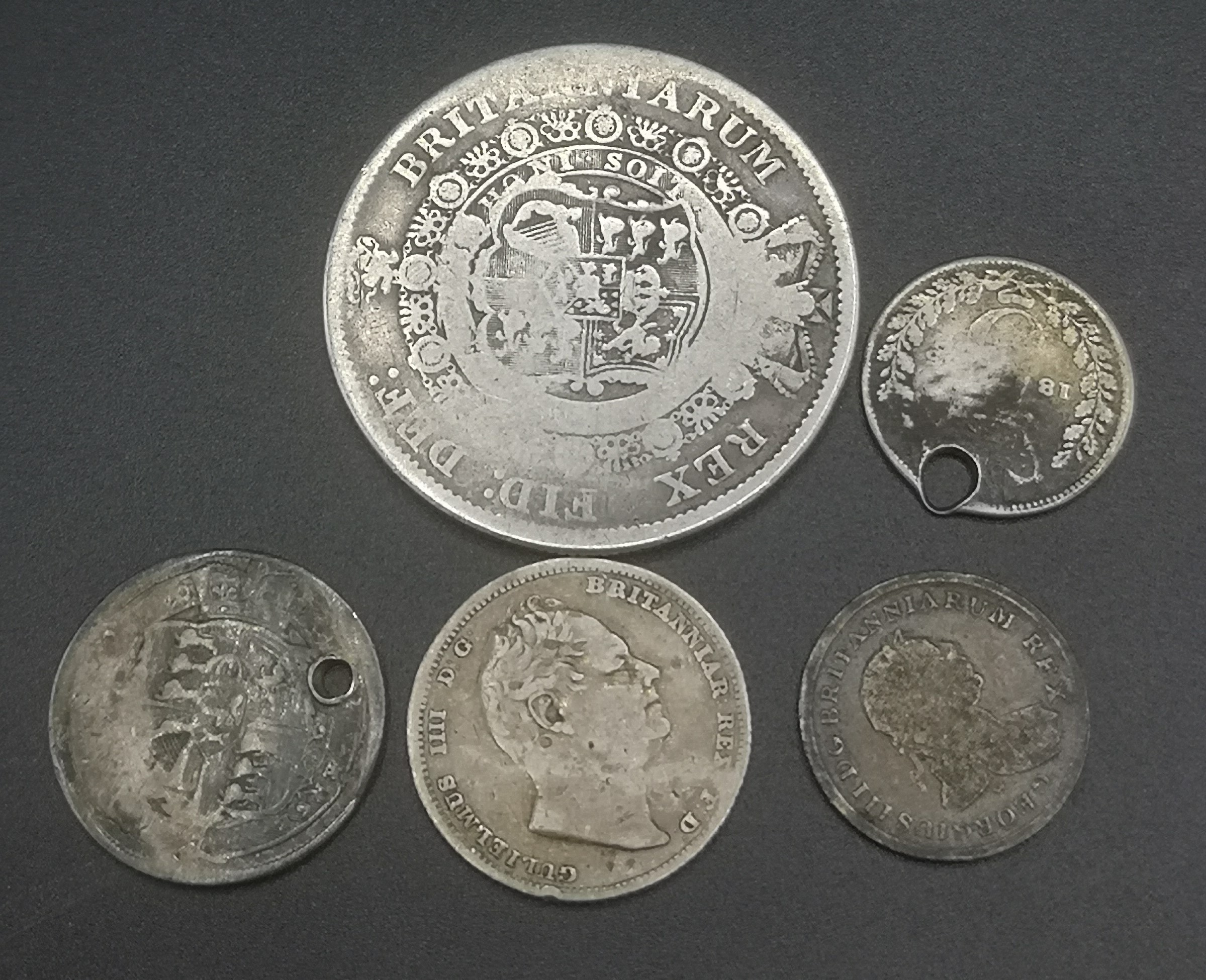 Three King George III coins and two King George IV - Image 4 of 7