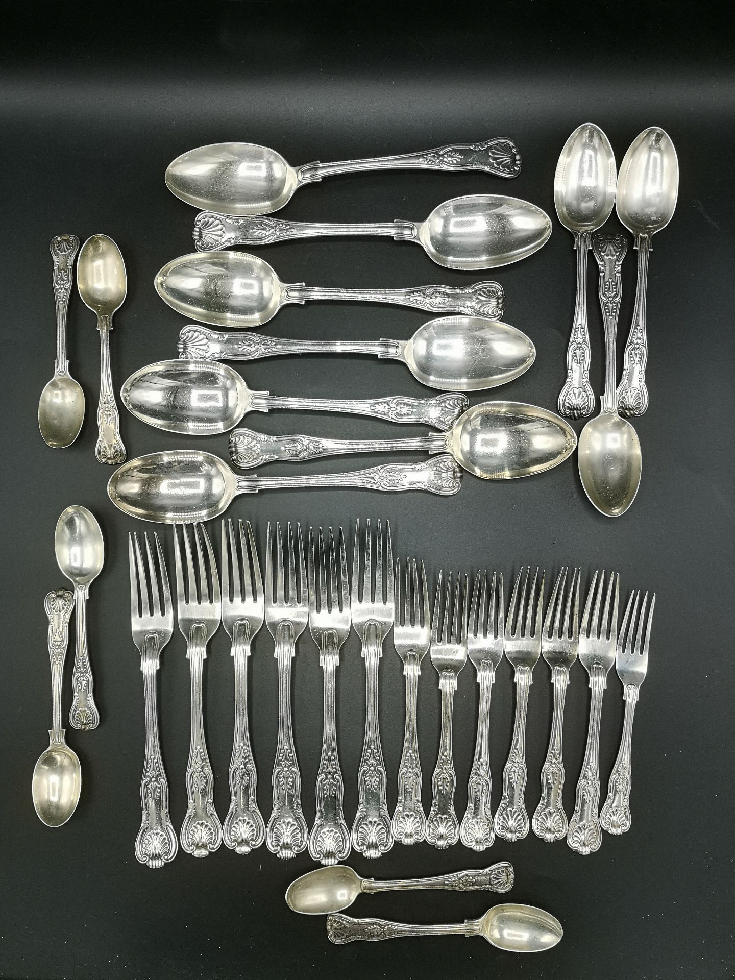Quantity of hallmarked Georgian silver kings pattern cutlery - Image 2 of 4