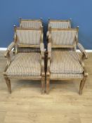 Four giltwood French empire style open armchairs