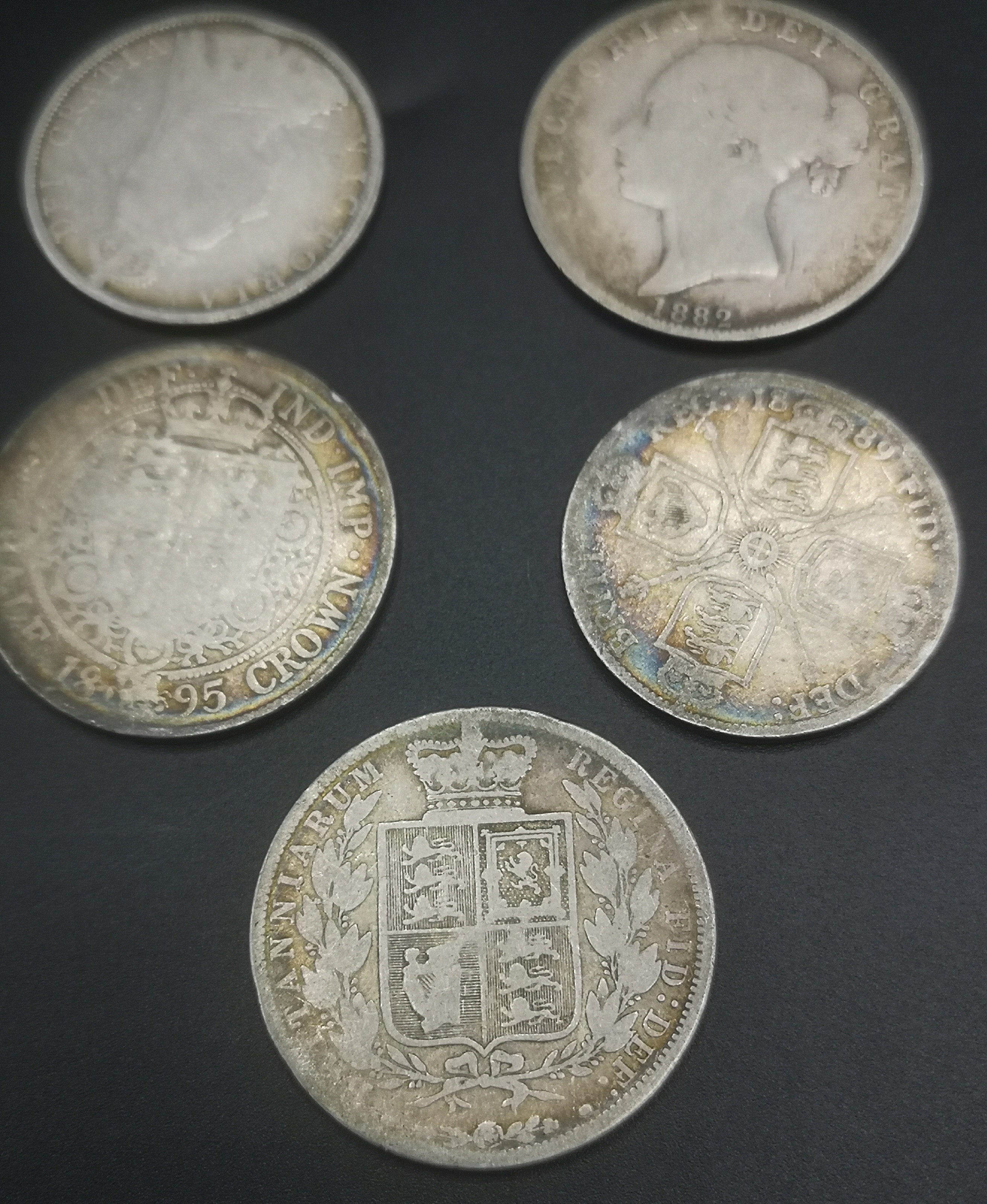 Three Queen Victoria half crowns and two florins - Image 7 of 13