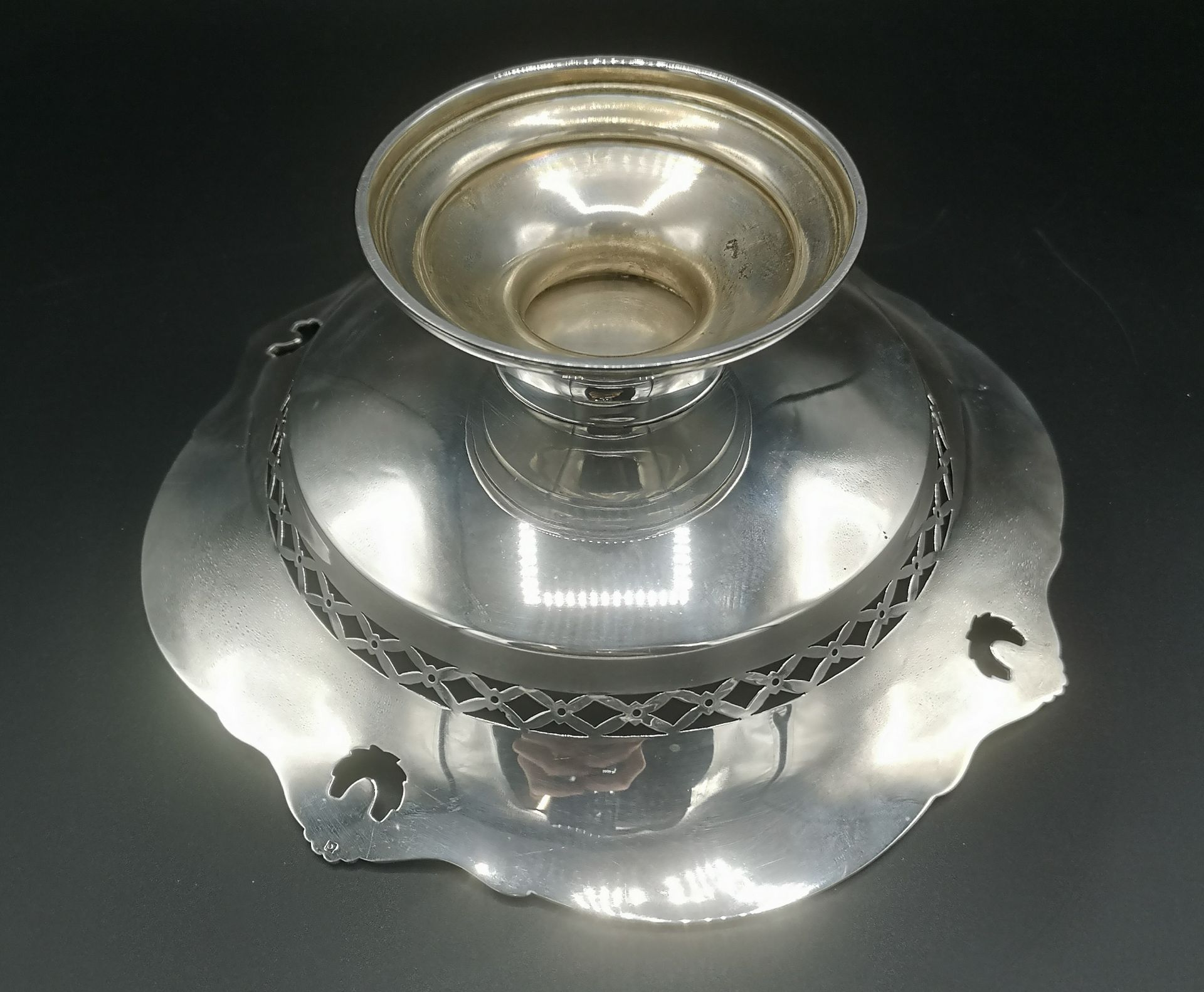 Elkington silver pierced bowl on pedestal base - Image 4 of 4