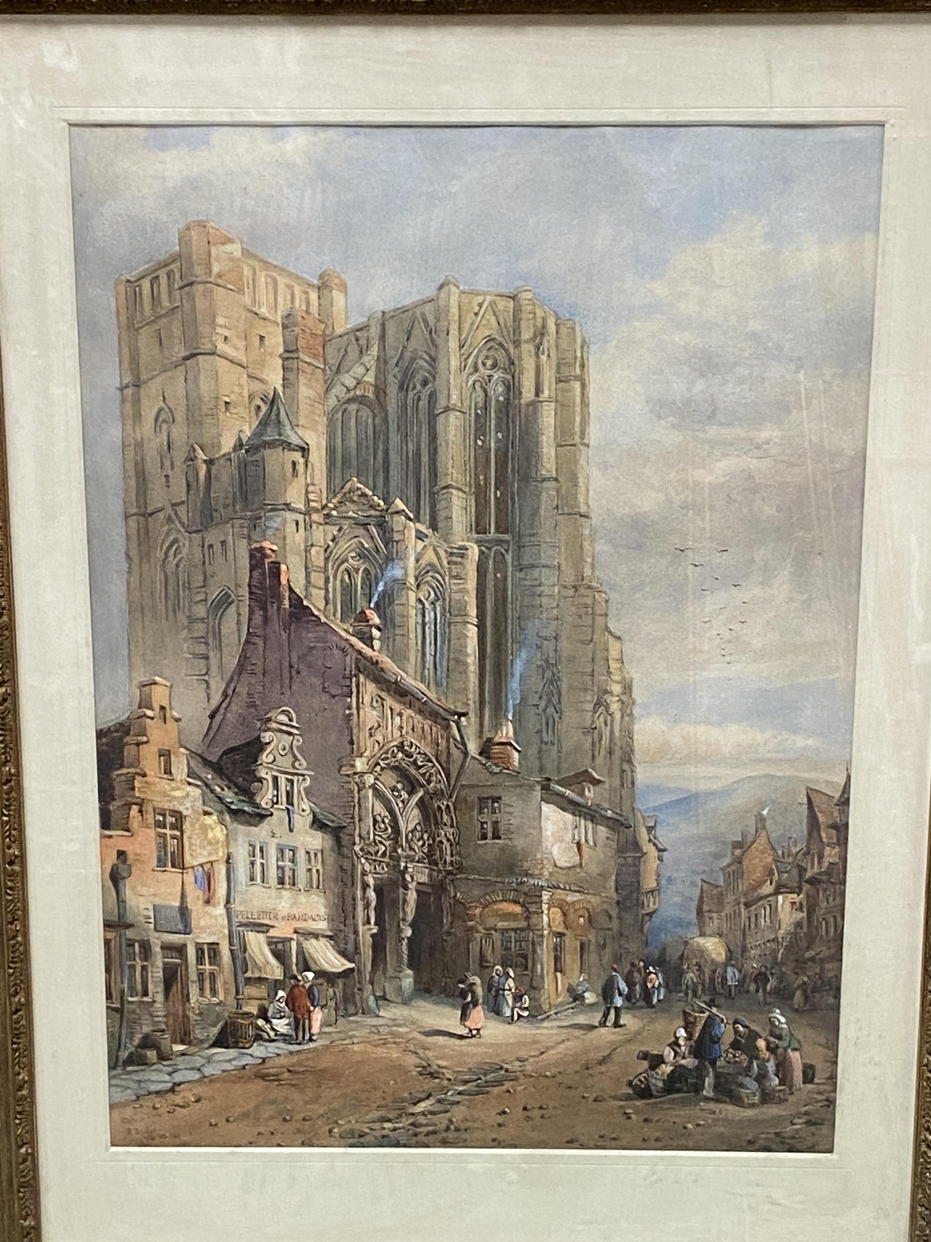 Framed and glazed watercolour of a cathedral