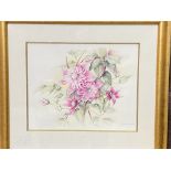 Framed watercolour of flowers