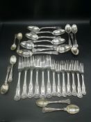 Quantity of hallmarked Georgian silver kings pattern cutlery