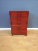 Red lacquer chest of drawers