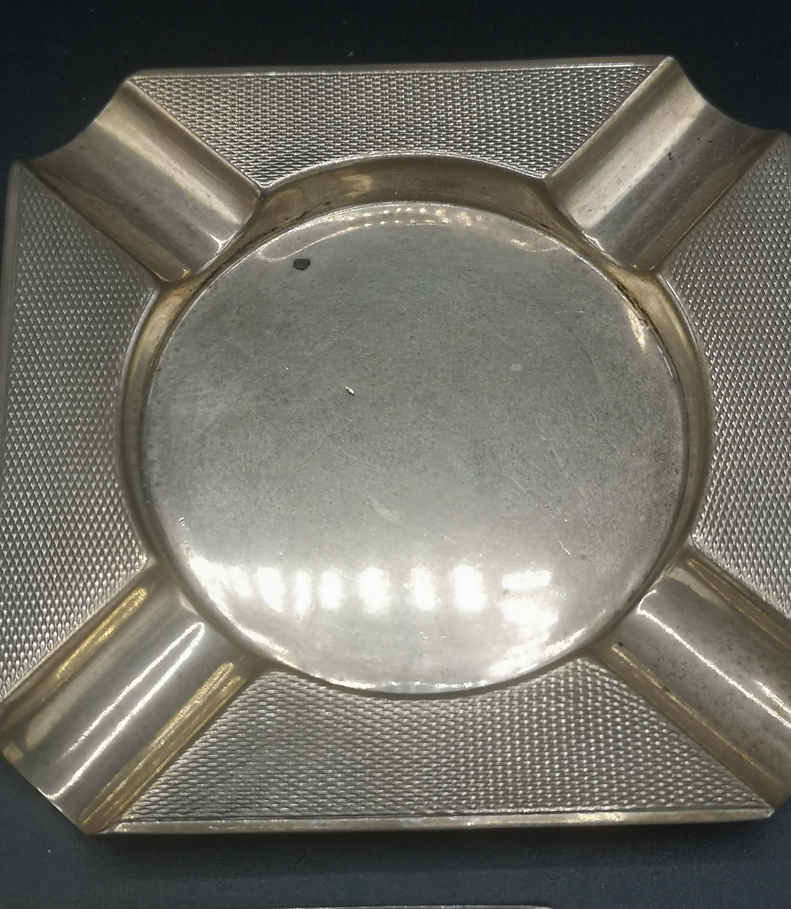Two engine turned silver ashtrays and other items of silver - Image 3 of 8