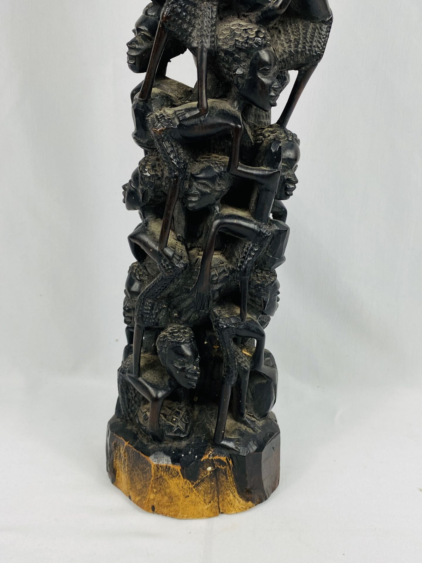 Hand carved African wood Makonde style tree of life sculpture - Image 4 of 5