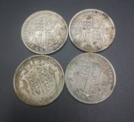 Four King George V half crowns