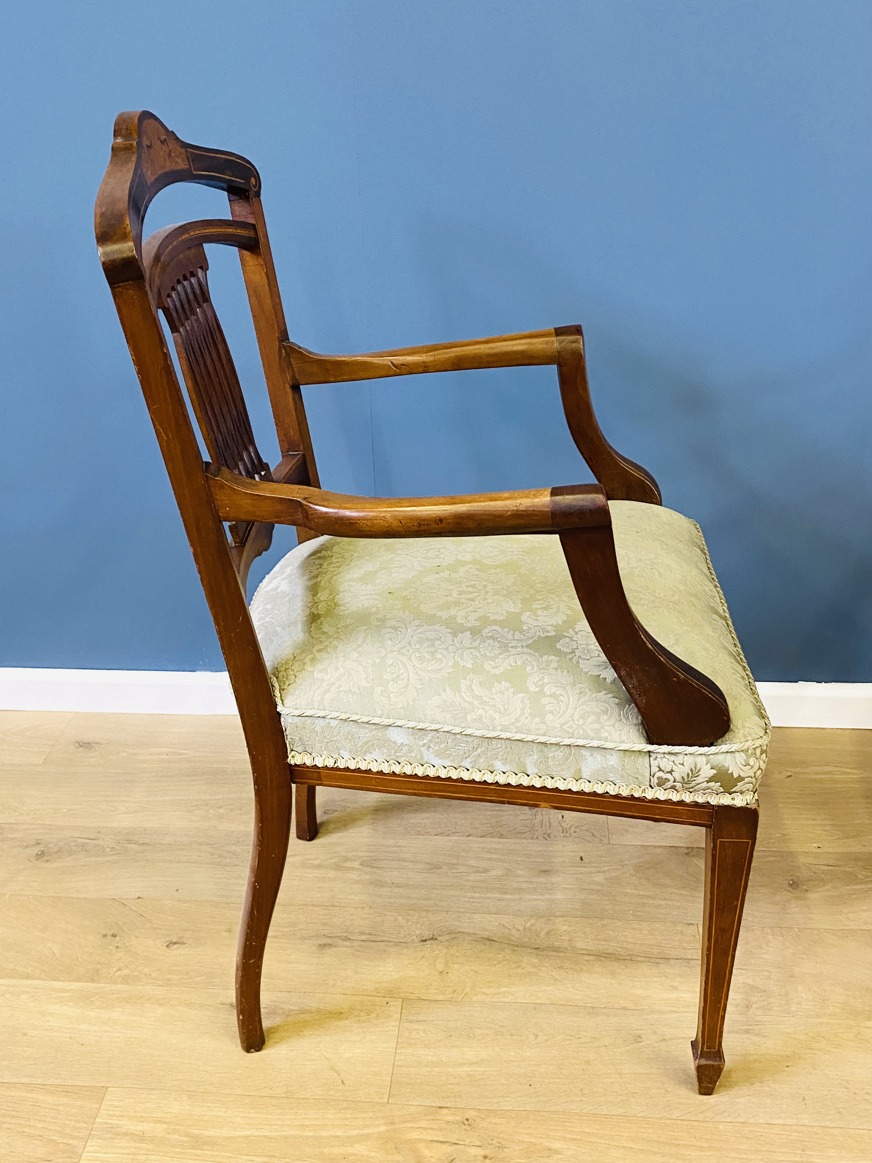 Pair of Edwardian open elbow chairs - Image 5 of 6