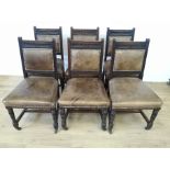 Set of six Victorian oak dining chairs