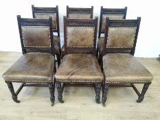 Set of six Victorian oak dining chairs